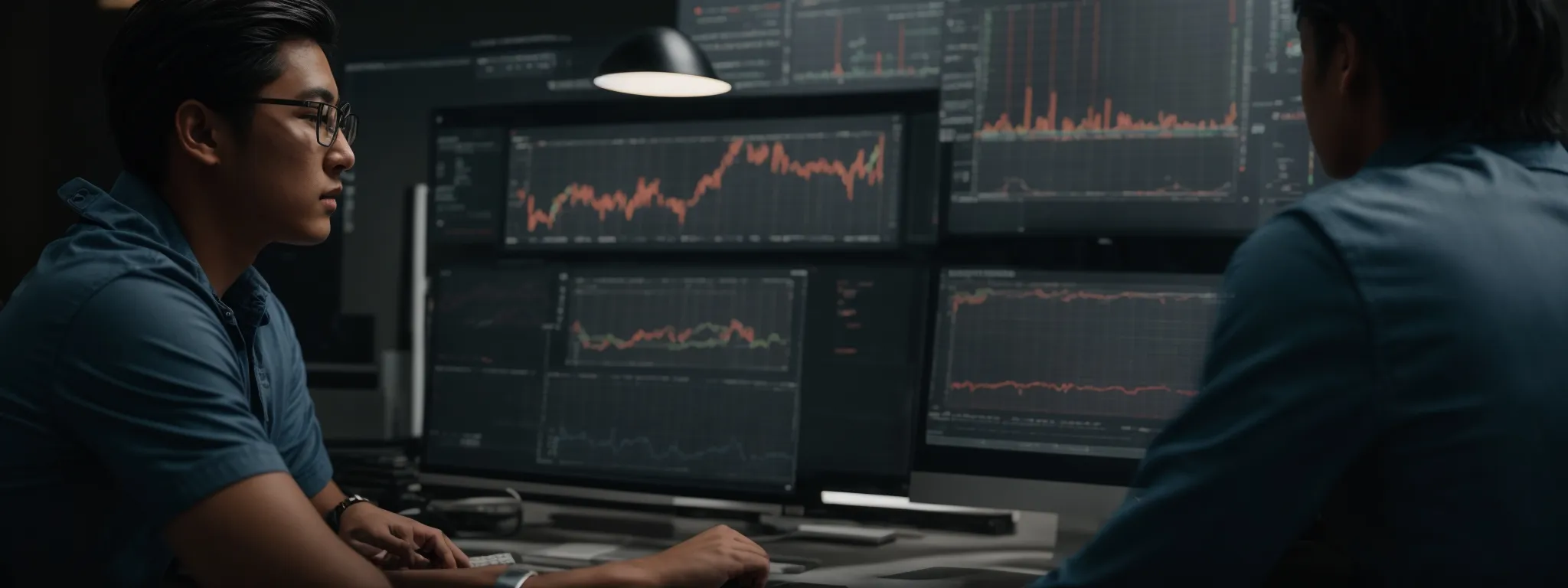 a person analyzing graphs and charts on a computer screen representing seo performance.