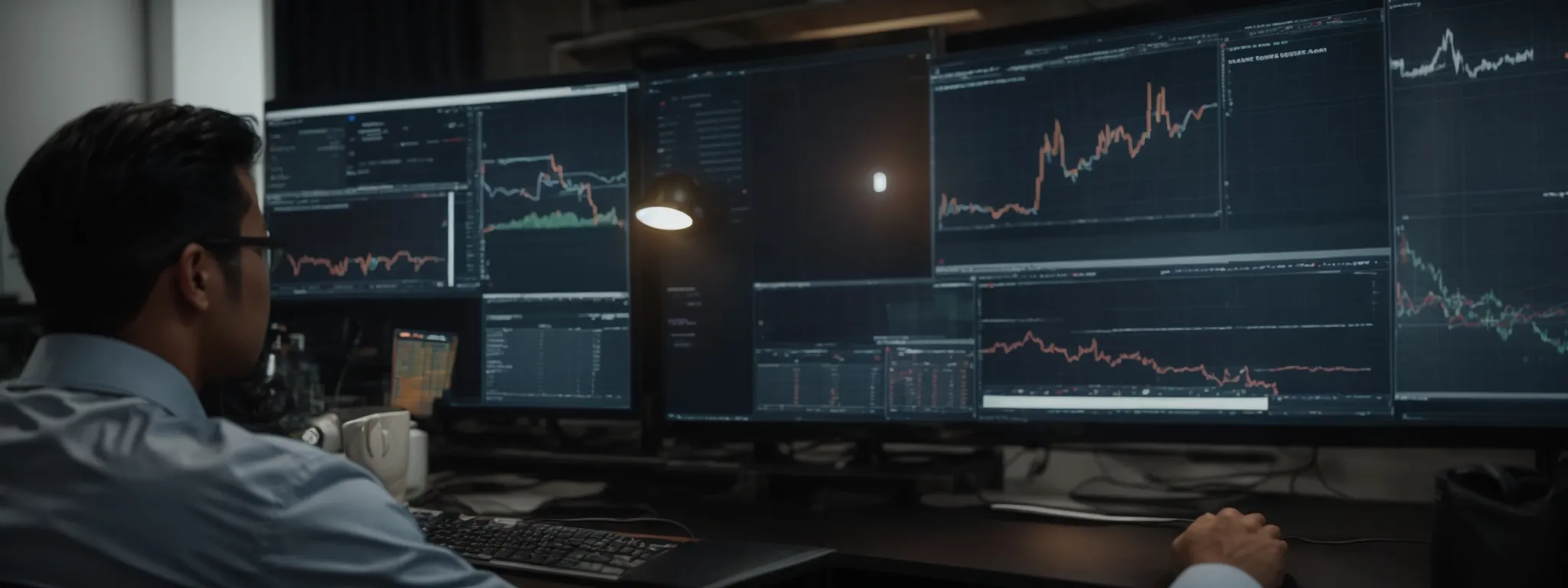 a marketer is analyzing graphs and charts on a computer screen, reflecting a comprehensive digital campaign’s performance.