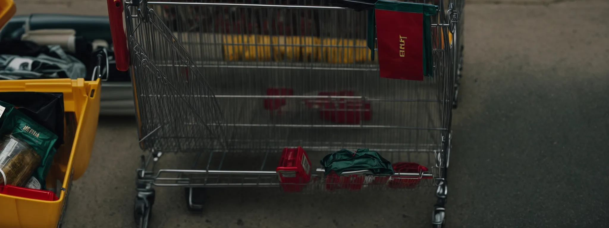 a shopping cart brimming with assorted products in an online store interface.