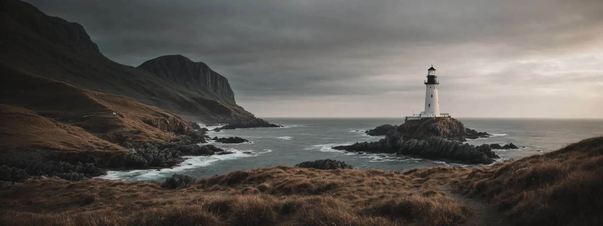 a lighthouse stands resilient against a dynamic digital landscape, symbolizing guidance in optimizing progressive web apps.