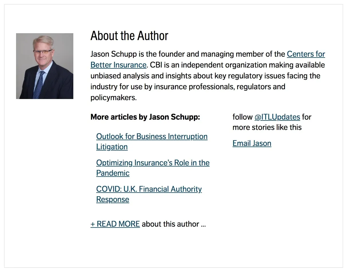 Jason Schupp author bio with photo, founder of Centers for Better Insurance, listing related articles and contact information.
